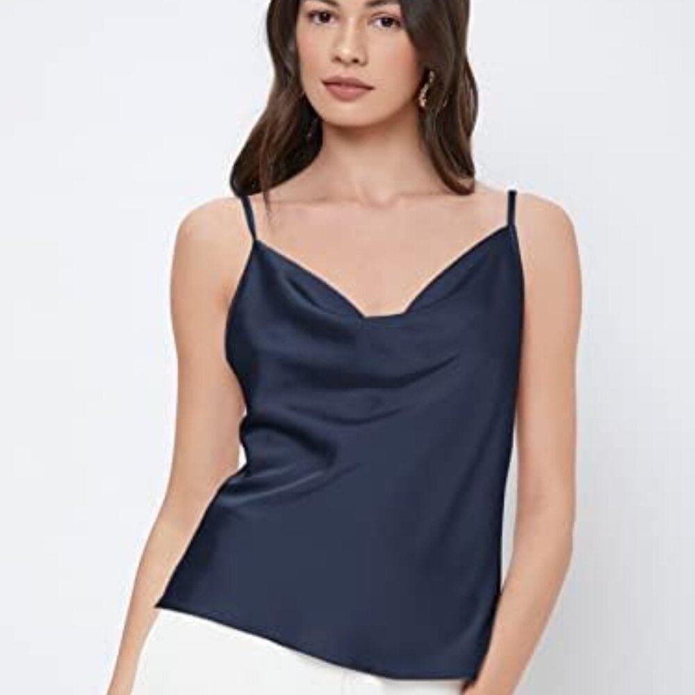 Blue Relaxed Fit Camisole Crop Top
